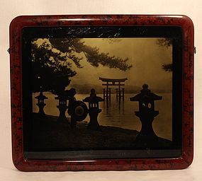 Japanese orotone photograph of Itsukushima Shrine