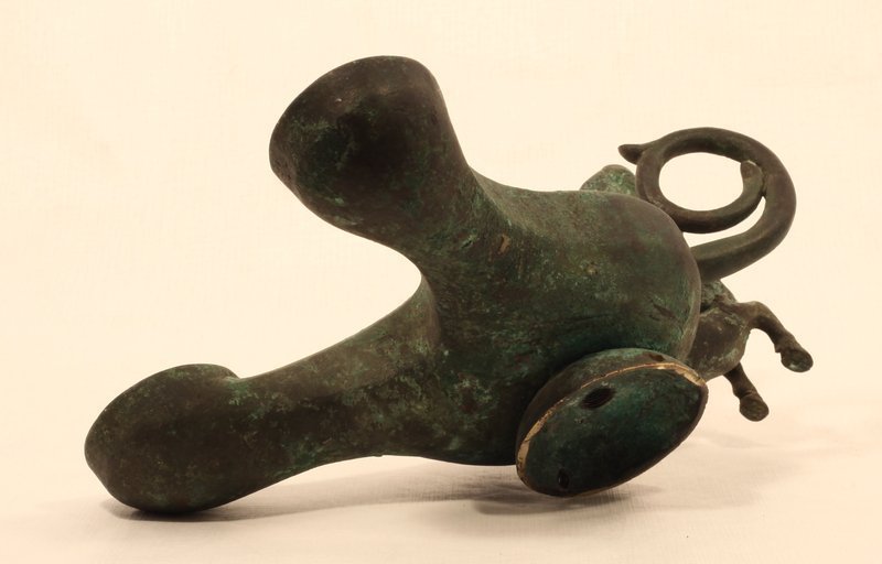 Etruscan Roman bronze oil lamp with Pegasus type figure