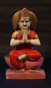 Indian  19th c Hindu temple marble figure of mother goddess Devi