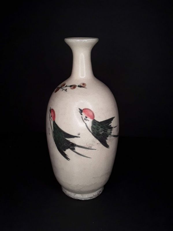 Chinese  Cizhou style glazed bottle vase with birds