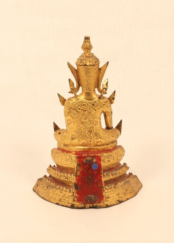 Rattanakosin 19thc gilt bronze seated Buddha v8