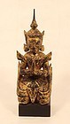 Thailand 19th c wood lacquer and gilt figure  kneeling attendant v5