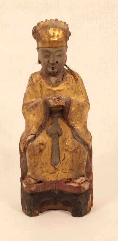 Ming Dynasty Gilt wood statue of a seated deity