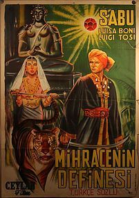Vintage Turkish release of the serial Sabu nice lithograph poster