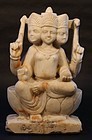 Hindu Temple statue of Brahma in white marble 18-19thc