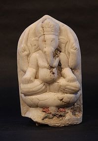 18-19thc Hindu shrine figure of Ganesha in white marble