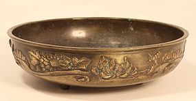 Japanese antique ikebana vase in cast bronze