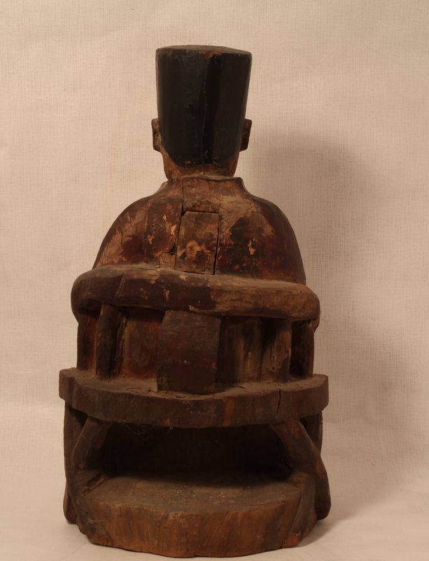 Qing Dynasty  Buddhist Wood figure seated on  Throne v4