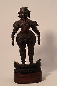 India 19th Rosewood temple doll sculpture of Lakshmi v3