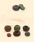 Ancient Egyptian core glass and faience melon bead group lot