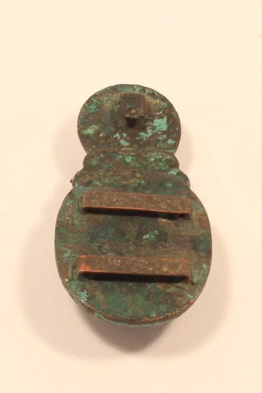 Han- Tang Dynasty bronze belt plaque with blue glass cabochon