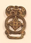 Sung - Ming Dynasty bronze belt buckle with engraved bat