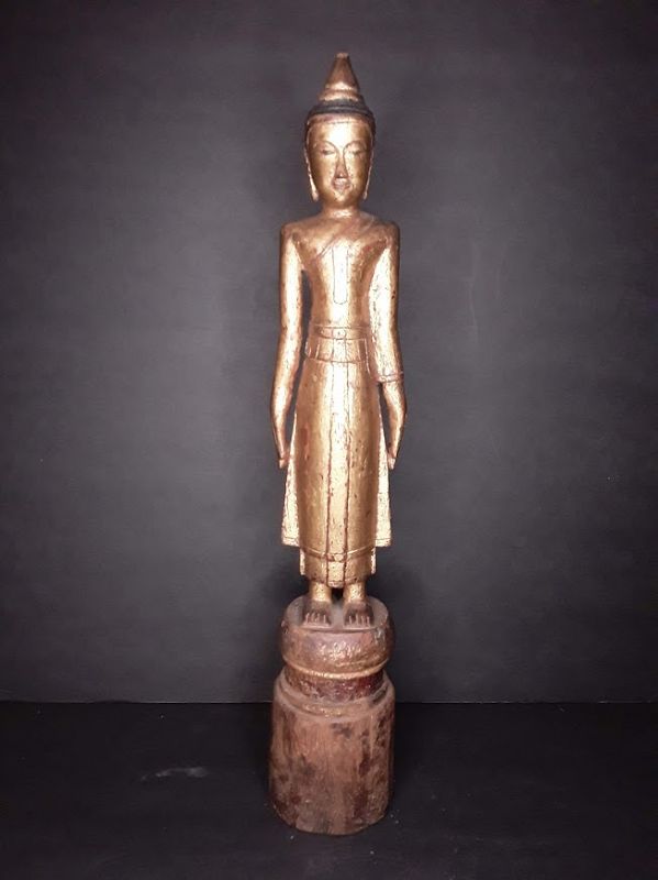 Ayutthaya Standing wood Temple Buddha v8