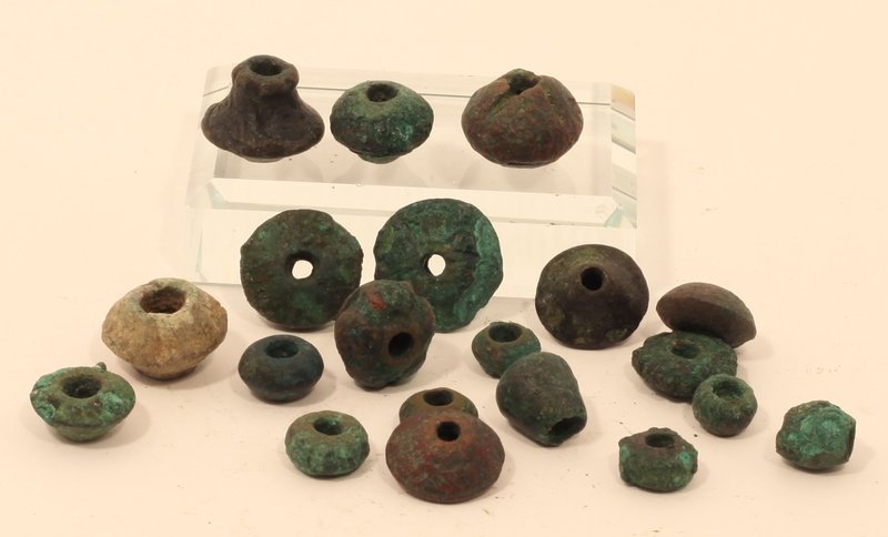 Peruvian Pre Columbian Moche lost wax cast copper beads