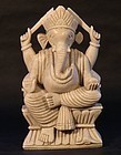 19th c Hindu seatite carved stone altar statue of Ganesha