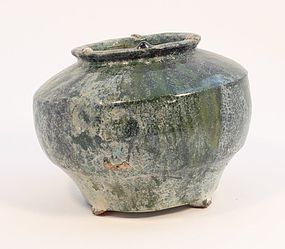 Chinese Han Dynasty 206 BC to 220 AD pottery jar in Green glaze