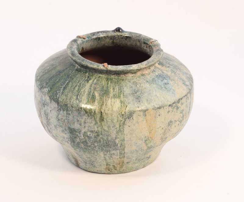 Chinese Han Dynasty 206 BC to 220 AD pottery jar in Green glaze