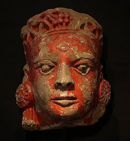 16th-18th c Hindu over life size Sand stone head of Vishnu