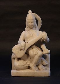 Antique 19thc Hindu Marble statue of Sarasvati