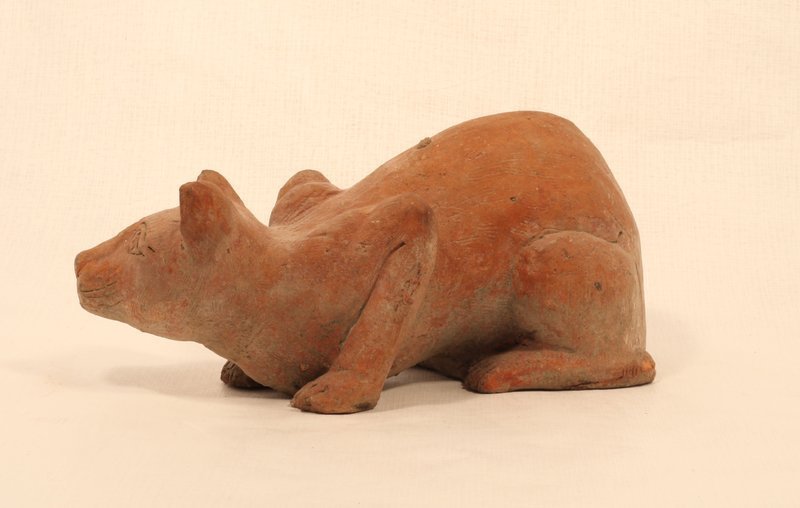 Khmer 13- 15thc terracotta spirit cat figure