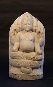 Antique 19thc Hindu white marble figure of Brahma