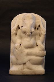 19thc Hindu white marble Temple sculpture of Lord Ganesha