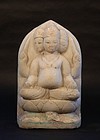 Antique 19thc Hindu white marble figure of Brahma