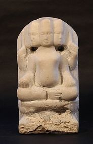Antique 18- 19thc Hindu white marble figure of Brahma