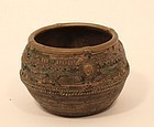 Antique Dhokra bowl from Orissa lost wax cast rice measure