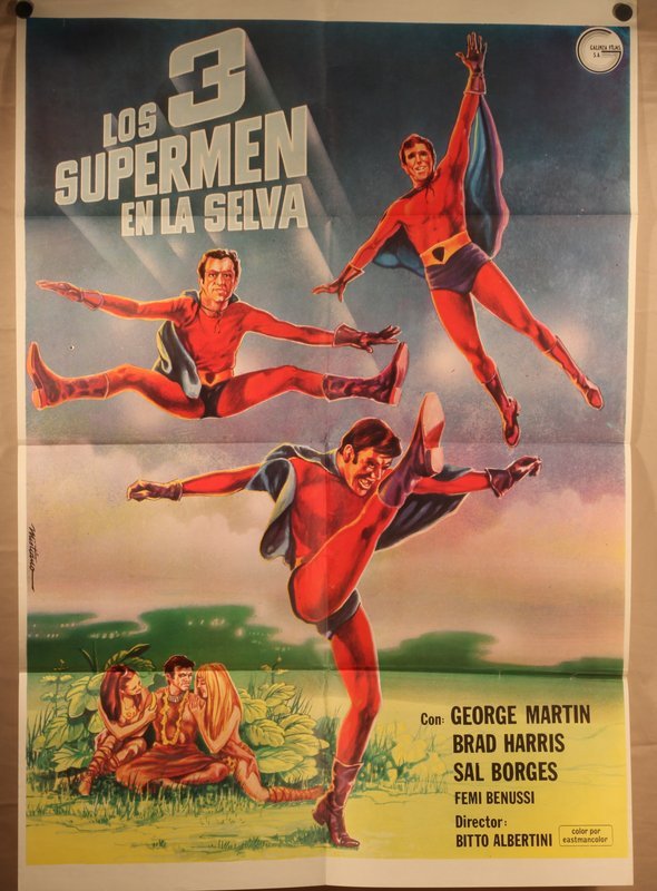 los 3 supermanes en la selva Vintage Mexican Super Hero Movie