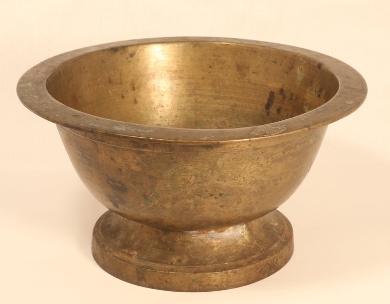 19thc Indian bronze footed cooking bowl