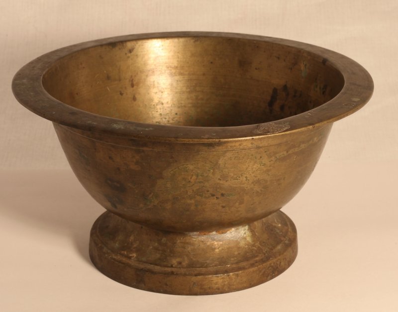 19thc Indian bronze footed cooking bowl
