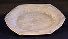 Indian Hand carved white Marble plate large and heavy