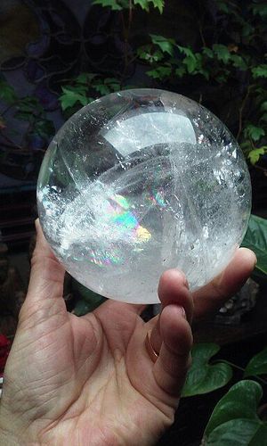 Large Quartz Crystal Sphere with Rainbows