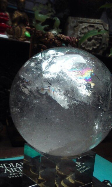 Large Quartz Crystal Sphere with Rainbows