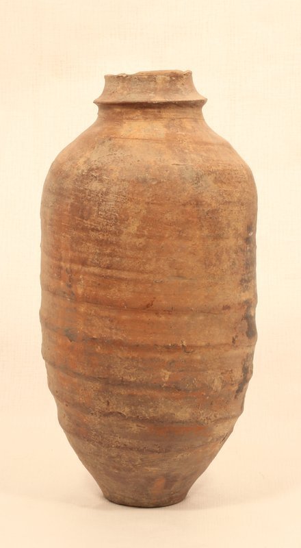 Ancient Song Chinese Terracotta ribbed bodied wine jar