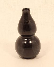 Chinese oil spot brown glazed miniature Gourd vase