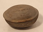 Korean Silla Dynasty lidded round Box in Grey clay