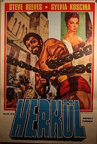 Vintage Turkish Steve Reeves Movie Poster Hercules