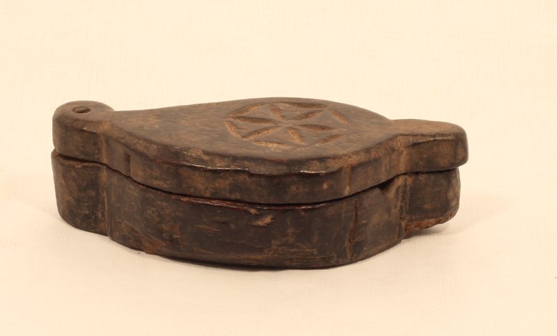 Hindu Teak Tika Box with Carved Detail