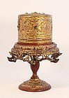 Buddhist Burmese or Thai Bamboo Wood Gilt Offering stand with Box v9