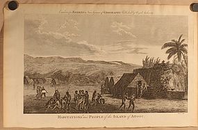 Capt Cook "Habitations and People of the Island of Atooi" c 1790