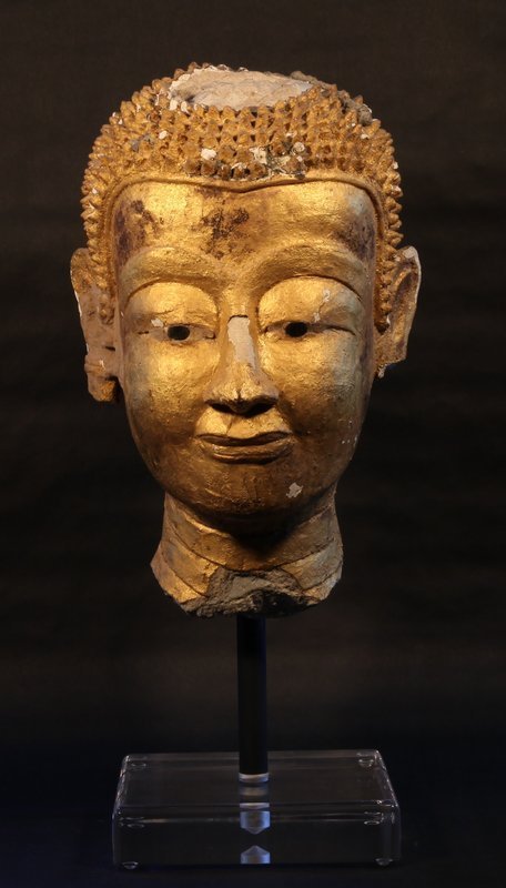 Lifesize Ayutthaya Stucco and Gold Leaf Buddha Temple head v3