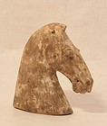 Han Dynasty molded  Horse head with white and red decoration