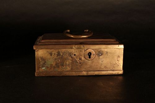 Antique British Colonial Betel nut Brass Box with compartment