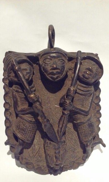 Ife Benin Bronze Hip Plaque with Warriors