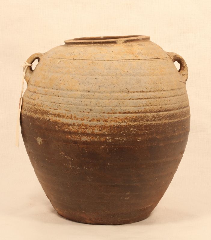 Han Dynasty Ash Glazed Proto Porcelain Handled Urn