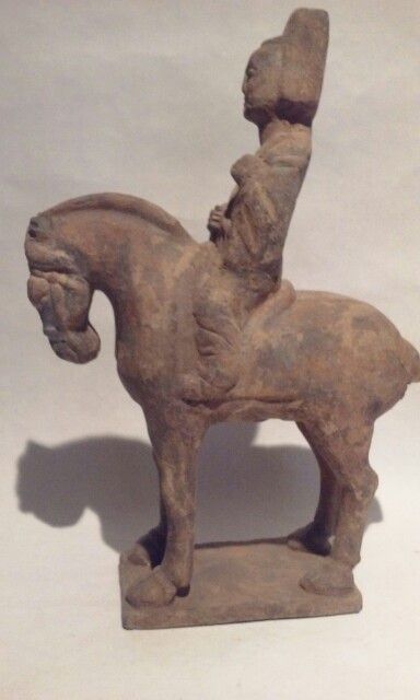 Early Chinese Pottery Horse and Rider Possibly Tang