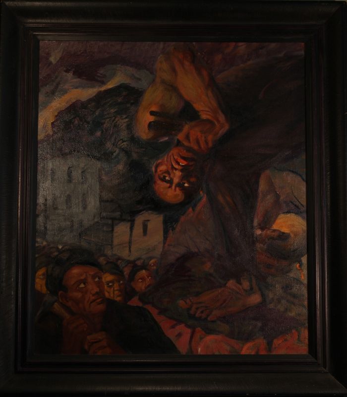 Muralist Painting of David Alfaro Siqueiros with the Miners 1940s