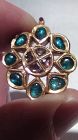 Mughal Kundan Polki Emerald and Diamond Gold Pendant